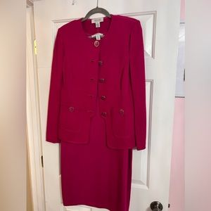St. John fuchsia suit; blazer is 8 and dress is 10; like new- Medium;